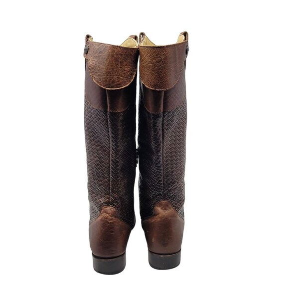Vtg Stetson‎ Knee-High Brown Woven Leather Equestrian Boots Sz 8.5 Handmade - Picture 12 of 16